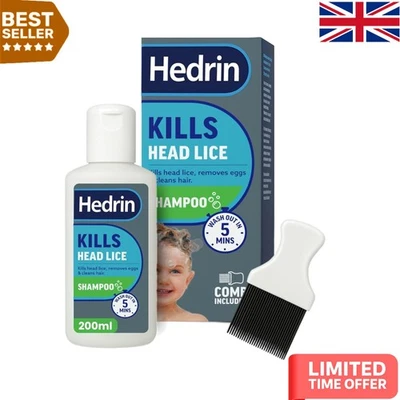Clinically Proven Head Lice Shampoo in 200ml Bottle, Fast Relief & Comb Included - Image 1 of 4