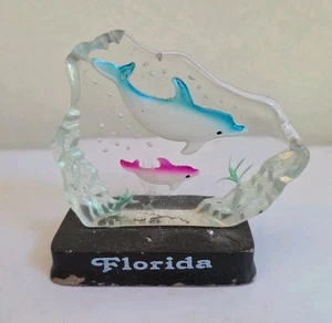 VTG Florida Lucite Dolphin Display Souvenir 3" (SEE PICS) - Picture 1 of 3
