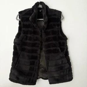 Talbots Vest Small/Medium Faux Fur Black Classic Whimsygoth Witch Academia - Picture 1 of 9