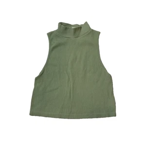 Zara High Neck Sleeveless Crop Top Women’s Size Large Sage Casual Preppy - Picture 1 of 6