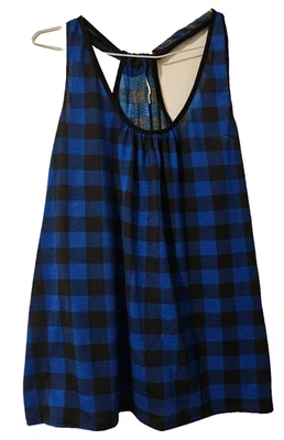 Camiseta sin mangas talla L marca xhilaration azul a cuadros espalda corredor punk/gótico/rockabilly Foto 1 de 2