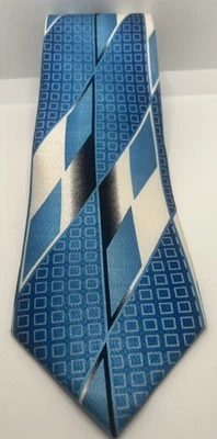 Corbata ancha vintage John Blair para hombre Art Deco seda azul aguamarina Foto 1 de 4