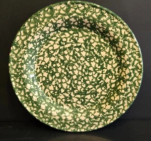 Gerald Henn Roseville Spongeware 9.75" Dinner Plate Green & White - Picture 1 of 6