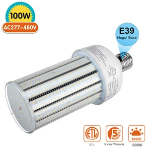 ETL LED Corn Light Bulb100W Warehouse Industrial Parking Lot Lamp E39 Base 480V - Picture 1 of 11
