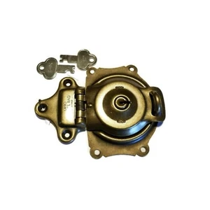 Trunk Lock with Keys - Antiqued Finish Steel Antique Trunk Steamer Trunk - Picture 1 of 3