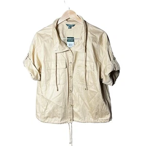 Lauren Ralph Lauren hellbraune kurzärmlige Frühling Baumwolle Lagenlook Jacke Größe 14 W Taschen - Bild 1 von 9