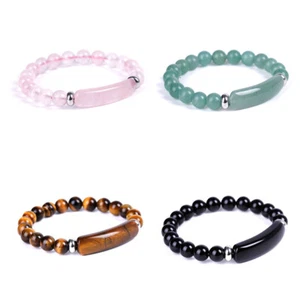 Stone Beaded Fashion Elasticity Bangle Bracelet Natural Women Jewelry Tiger Eye - Picture 1 of 17
