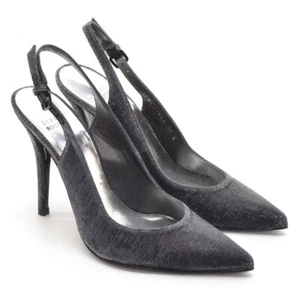 Scarpe donna Stuart Weitzman Emilia décolleté slingback 38,5 8 grigio tacco scintillante nuove - Foto 1 di 7