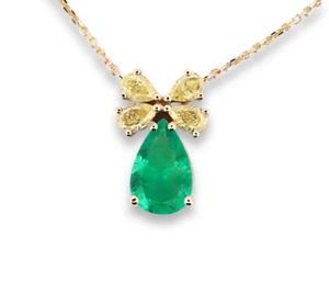 Smaragd & Diamanten Halskette Anhänger 1,76ct natürlich grün kolumbianischer Smaragd 18K - Bild 1 von 13
