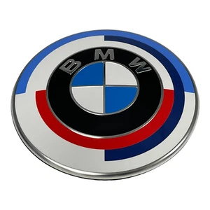 BMW OEM 50 Year 82mm Red White Blue Roundel Badge Emblem Front Rear Hood Trunk - Picture 1 of 12