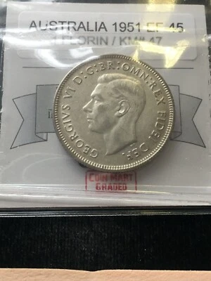 1951   Australia ; Florin , Coin Mart Graded**EF-45** KM# 47 - Image 1 of 4