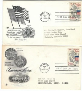2-1969 ERSTTAGSBRIEFE ~ AMERIKANISCHE LEGION ~ 50 Jahre Jubiläum ~ Chicago & Minneapolis - Bild 1 von 2