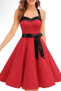 NEW Vintage 1950s Party Dress Polka dot Rockabilly Swing Dress 2x IMPERFECT - Picture 1 of 5