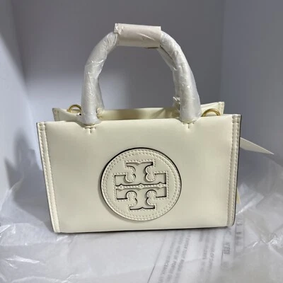 NWT Tory Burch 145613 Ella Logo Bio Mini Tote Crossbody Bag In Warm White - Image 1 of 4