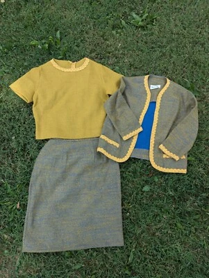 Vintage 1960’s Mod 3 Piece Skirt Jacket And Blouse Set Twiggy Style True Vintage - Image 1 of 4