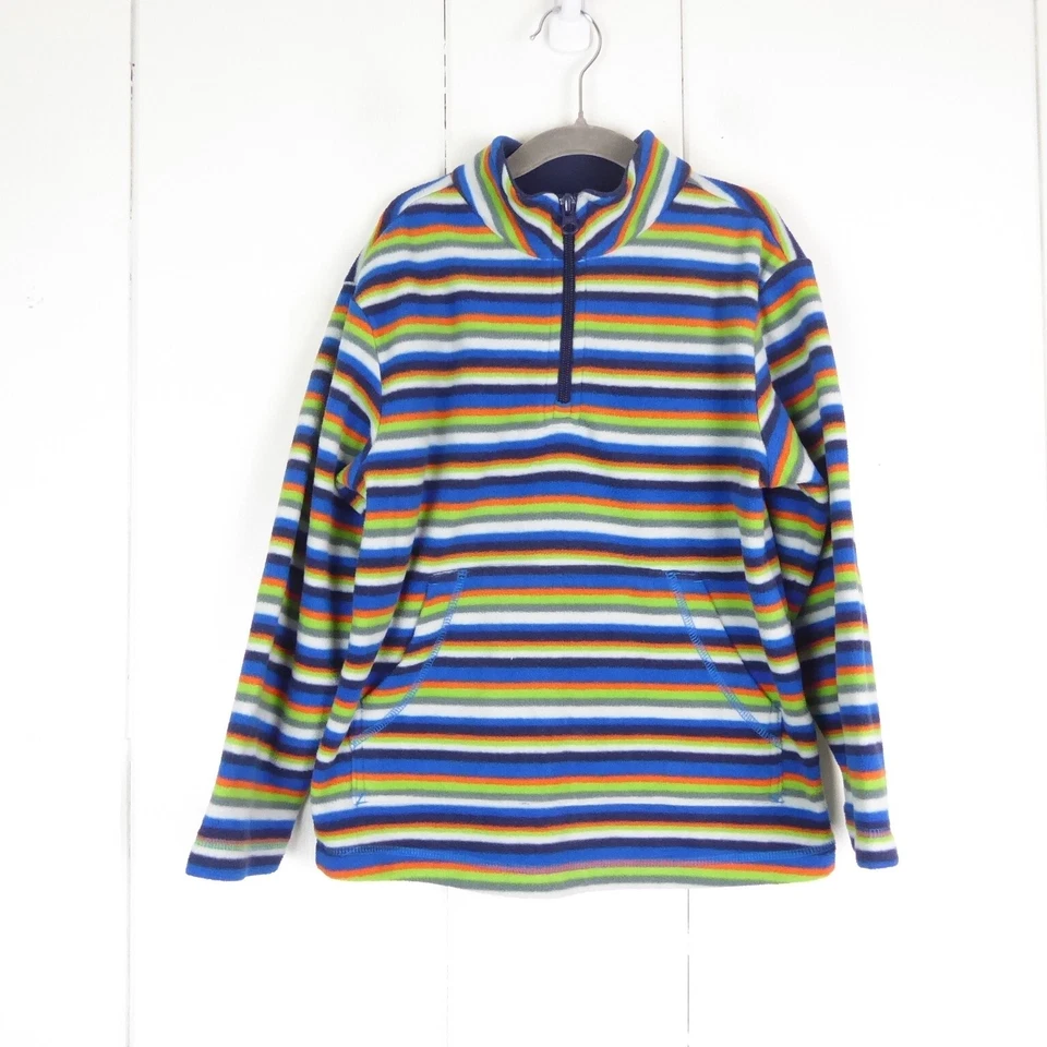 Hanna Andersson Sweater Boys SZ 6-7 120cm Fleece 1/4 Zip Striped Colorful Casual - Изображение 1 из 4