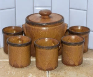 9pc Nelson McCoy Pottery Mesa Canyon 1420S Tea / Coffee Canister & 8 Mugs - Picture 1 of 14