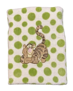 Disney Baby Tigger Security Blanket Polka Dot 30 x 40 Inches Green White - Picture 1 of 3