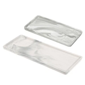 2pcs Marble Tray for Bathroom 2 Size Small Rectangle Ceramic Vanity Tray, Grey - Picture 1 of 7