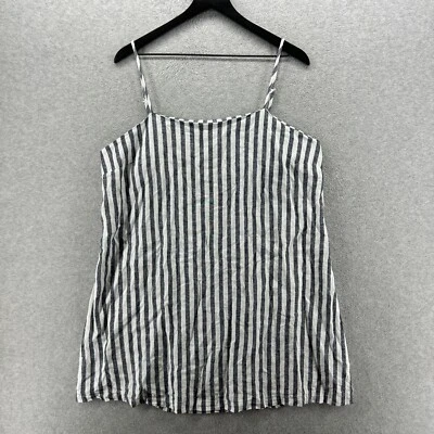 A New Day Tunic Tank Top Womens Size Large Gray Striped Linen - Image 1 of 4