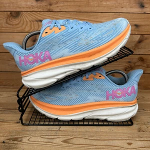 Hoka One One Turnschuhe Damen UK 7 Clifton 9 blau pink Laufen Marathon Fitnessschuhe - Bild 1 von 13