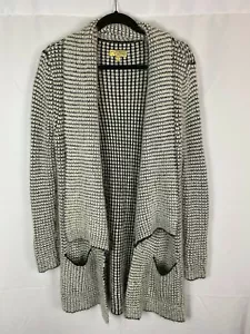 Vera Wang Knit Duster Cardigan Sweater Medium Women's Princess Black White (BAJ) - Picture 1 of 10