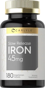 Slow Release Iron 45 Mg | 180 Tablets | Vegetarian, Non-Gmo, and Gluten Free - Picture 1 of 11