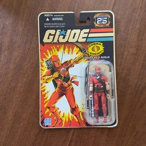 2007 GI JOE 25TH COBRA RED NINJA v2 FOIL LOGO CARDED FIGURE MOSC SEALED MT - Bild 1 von 2