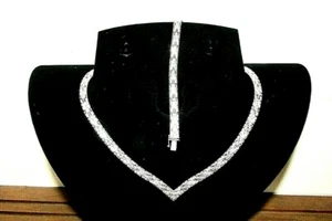 Matching Sterling Silver Necklace Set 925 Italy. V-Necklace and Bracelet. 46.9g - Picture 1 of 6