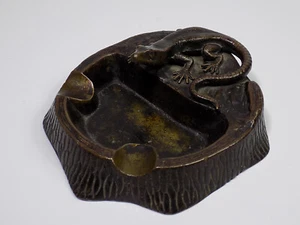 Vintage Art Deco Aschenbecher mit Echse Naturalistischen Sockel Wiener Bronze - Picture 1 of 10