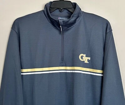 Nueva chaqueta ligera con cremallera de cuarto para hombre Georgia Tech chaquetas amarillas gris Champion GT Foto 1 de 4