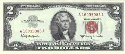 $2 1963-A red seal. Small Legal Tender Note 1514 - Image 1 of 2