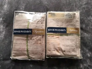 SHERIDAN SIGNITURE 100% SATEEN COTTON EUROPEAN SQUARE BEIGE PLEATED PILLOWCASES - Picture 1 of 13
