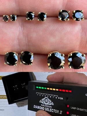 Aretes de moissanita negros atornillados oro 14k plata 925 3-8 mm pasa probador Foto 1 de 4