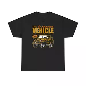 Go Anywhere Vehicle 4x4 Classic Jeep Unisex Heavy Cotton Tee - Picture 1 of 21