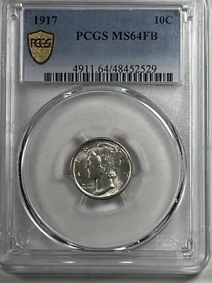 1917 Mercury Dime : PCGS  MS64FB - Image 1 of 4