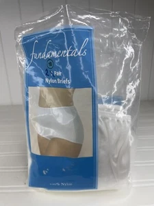 Vtg NOS Sears Fundamentals Nylon Briefs 2 Pack Granny Panties Sz 10 White 45-48” - Picture 1 of 5