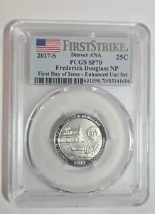 2017 S Enhanced F Douglas NP Quarter PCGS SP70 - DENVER ANA - First Day of Issue - Picture 1 of 5