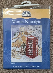 DMC - Winter Nostalgia counted cross stitch kit 'Winter Telephone Box' - Picture 1 of 2
