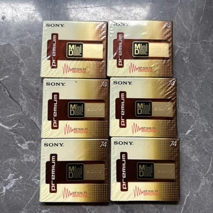 x6 Brand New Sealed Sony MD-74 Premium 74 MINS Recordable Audio Minidiscs - Picture 1 of 2