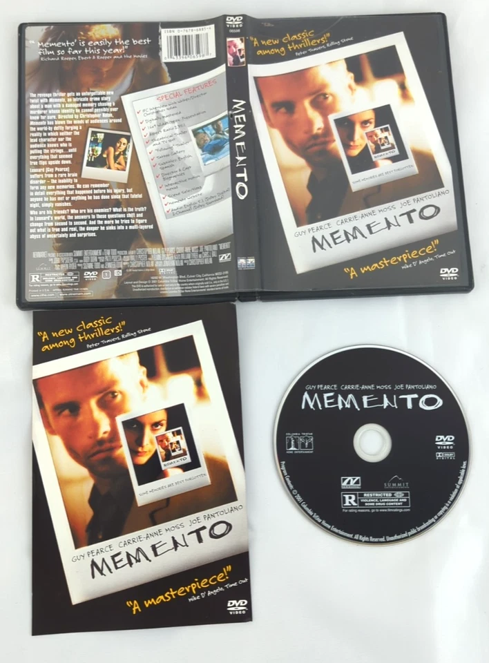 Memento - DVD Christopher Nolan Movie with  Guy Pearce 2001 - Image 1 of 4