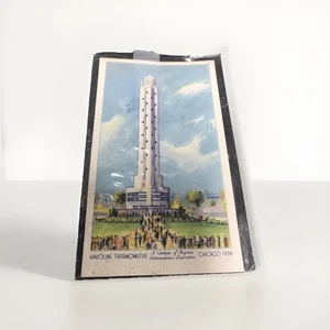HAVOLINE THERMOMETER POSTCARD 1934 CHICAGO EXPOSITION, INDIAN REFINING CO. - Picture 1 of 3