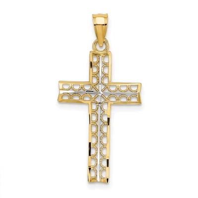14K and White Rhodium Cross Charm K9302 Foto 1 de 4