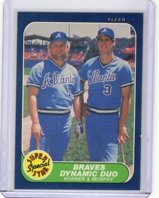 1986 Fleer Super Star Special Braves Dynamic Duo Bob Horner & Dale Murphy Braves - Imagem 1 de 2