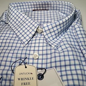 Camicia elegante UNTUCKit Delaney uomo XL alta senza rughe manica lunga con bottoni NUOVA - Foto 1 di 6
