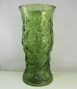 E.O. Brody Co. Cleveland OH Green Glass Flower Vase #G106 Crinkle Bark Pattern - Picture 1 of 6