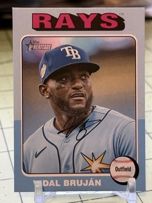 2024 Topps Heritage Mini - Vidal Brujan #215 Blue Border /25 RAYS COLOR MATCH - Image 1 of 4