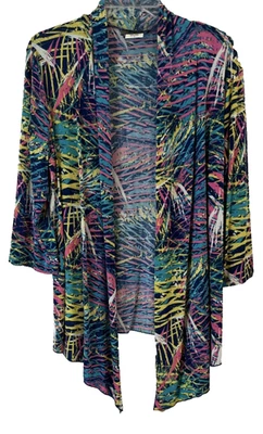 Chaqueta Asimétrica Marca Slinky Talla L Multicolor Geométrica Frente Abierto Mujer YP17 Foto 1 de 4