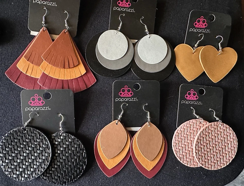 Lote de 6 Pendientes de Cuero Paparazzi Nuevos  Foto 1 de 1