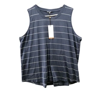Camiseta sin mangas Calia Everyday Shirttail para mujer XXL azul a rayas suave elástica sin mangas - Imagen 1 de 9